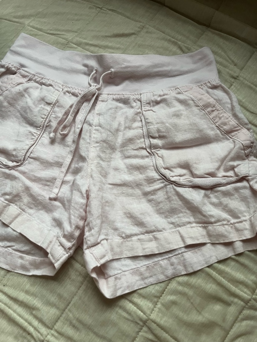 Hard Tail bubble gum 100% linen shorts.